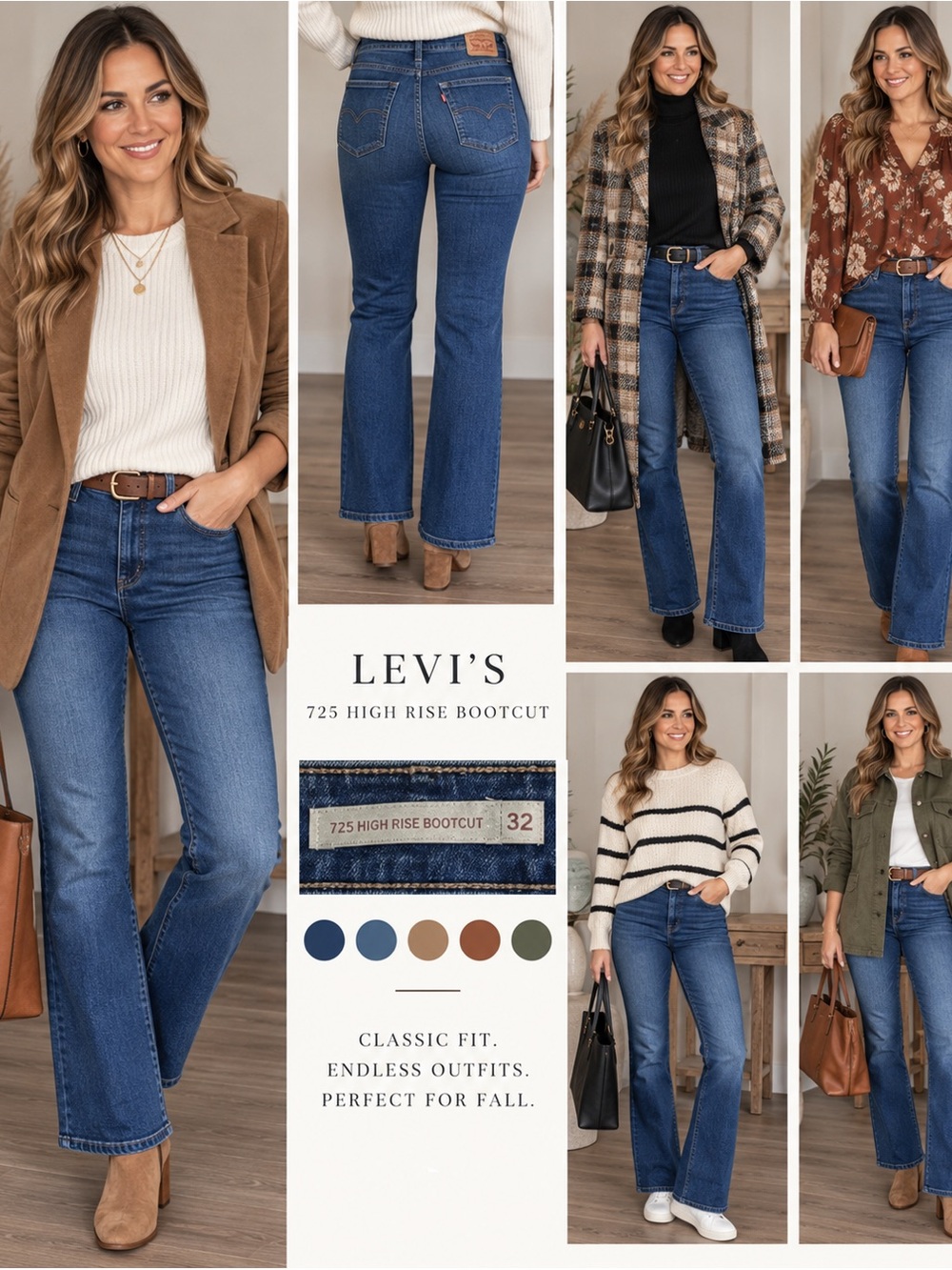Levi's 725 High Rise Bootcut Jeans in Classic Blue Denim